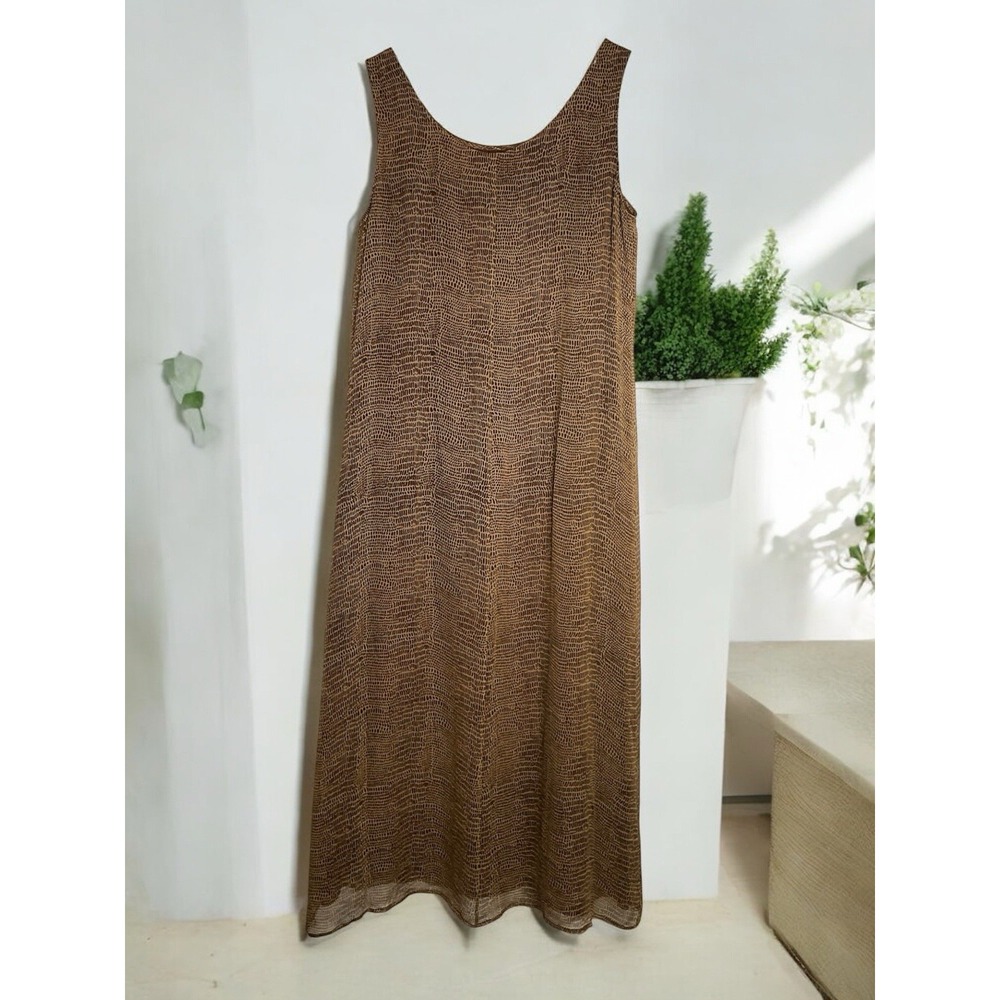 Vintage‎ Silk Dress Gronge Size 8 Brown Animal Print Silk Grunge Mob Wife